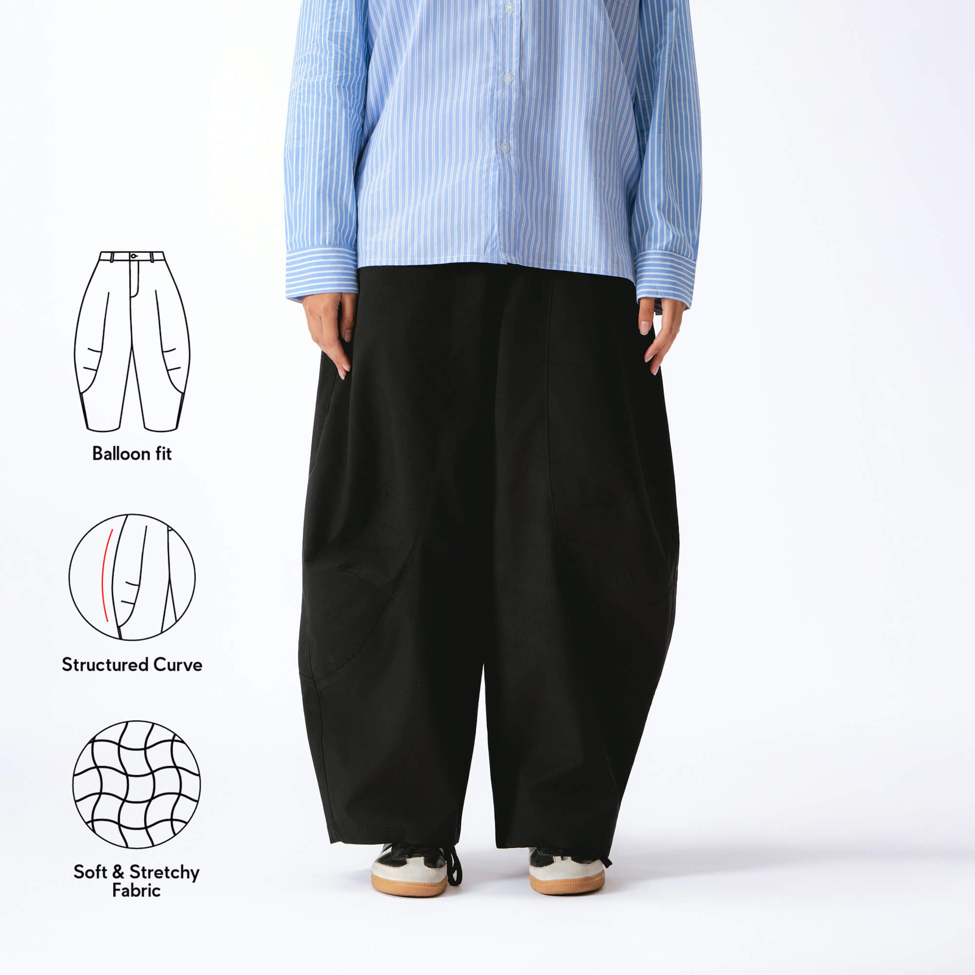 Women Parisian Barrel Pants - Black