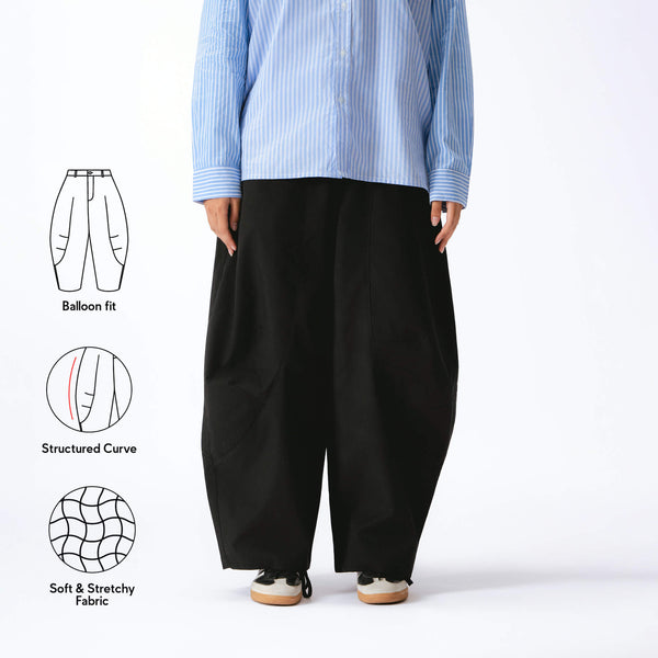 Women Parisian Barrel Pants - Black