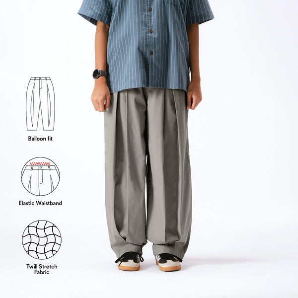 Women Parisian Pleats Pants - Light Grey