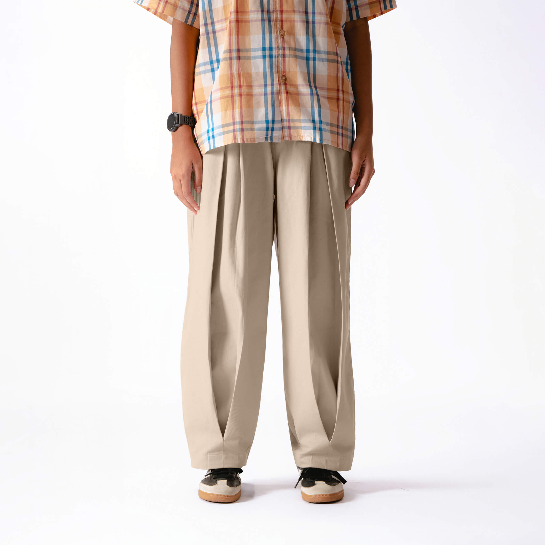 Women Parisian Pleats Pants - Beige