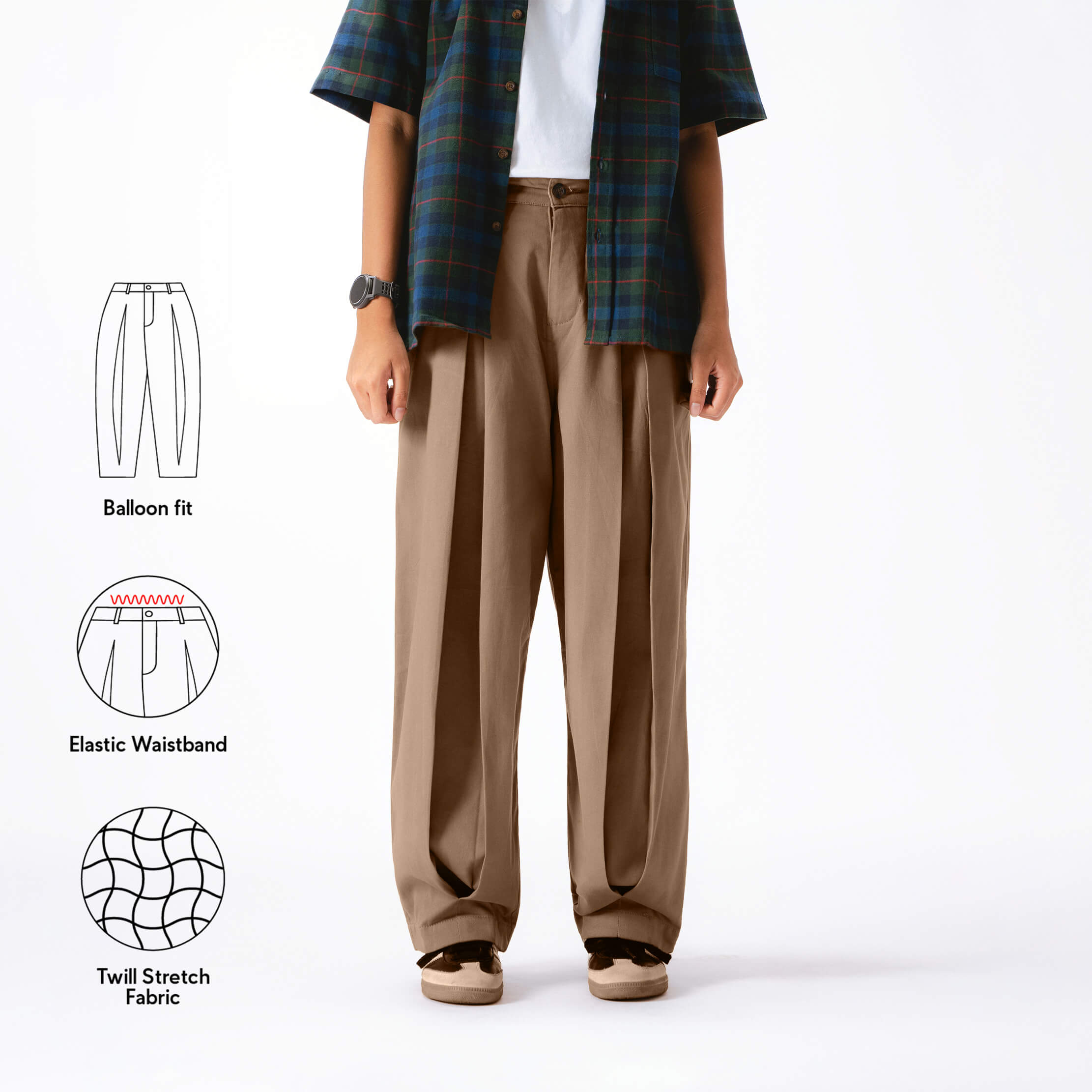 Women Parisian Pleats Pants - Camel