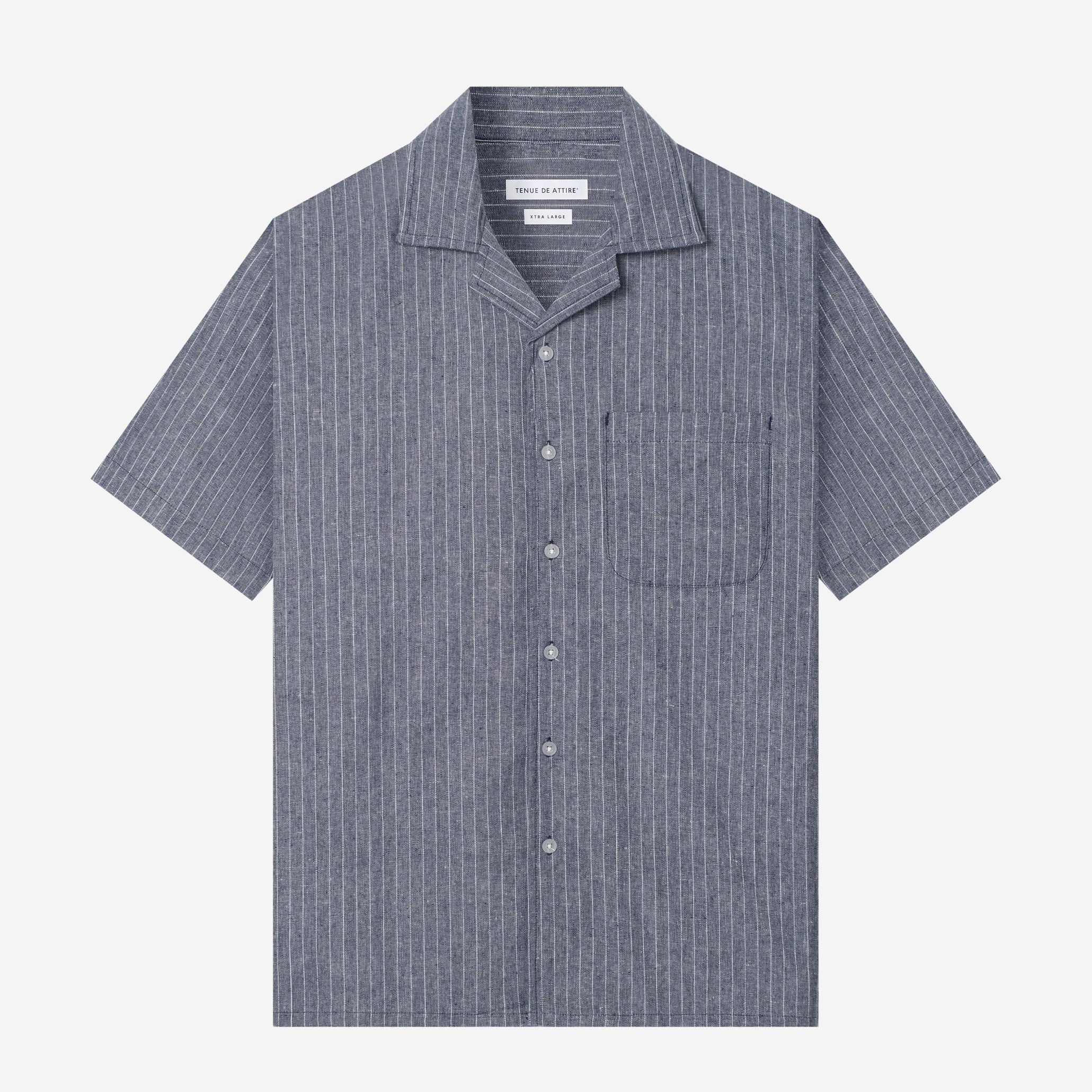 By The Hours Stripes Open Collar Short Sleeve Shirt Stripes Cloud Grey
