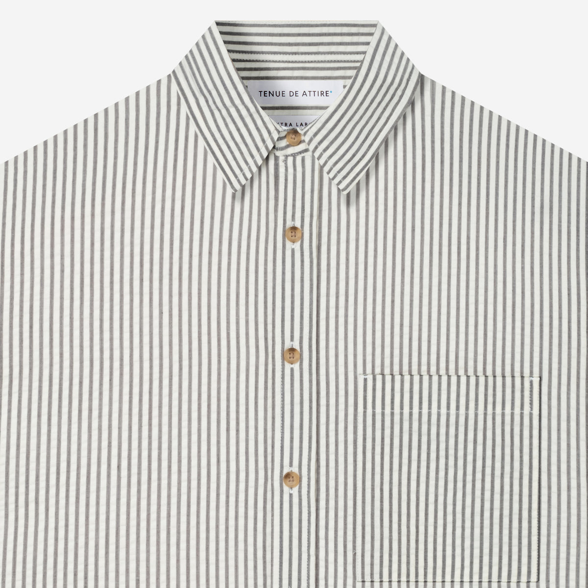 Seersucker Oversized Short Sleeve Shirt - Stripes Grey