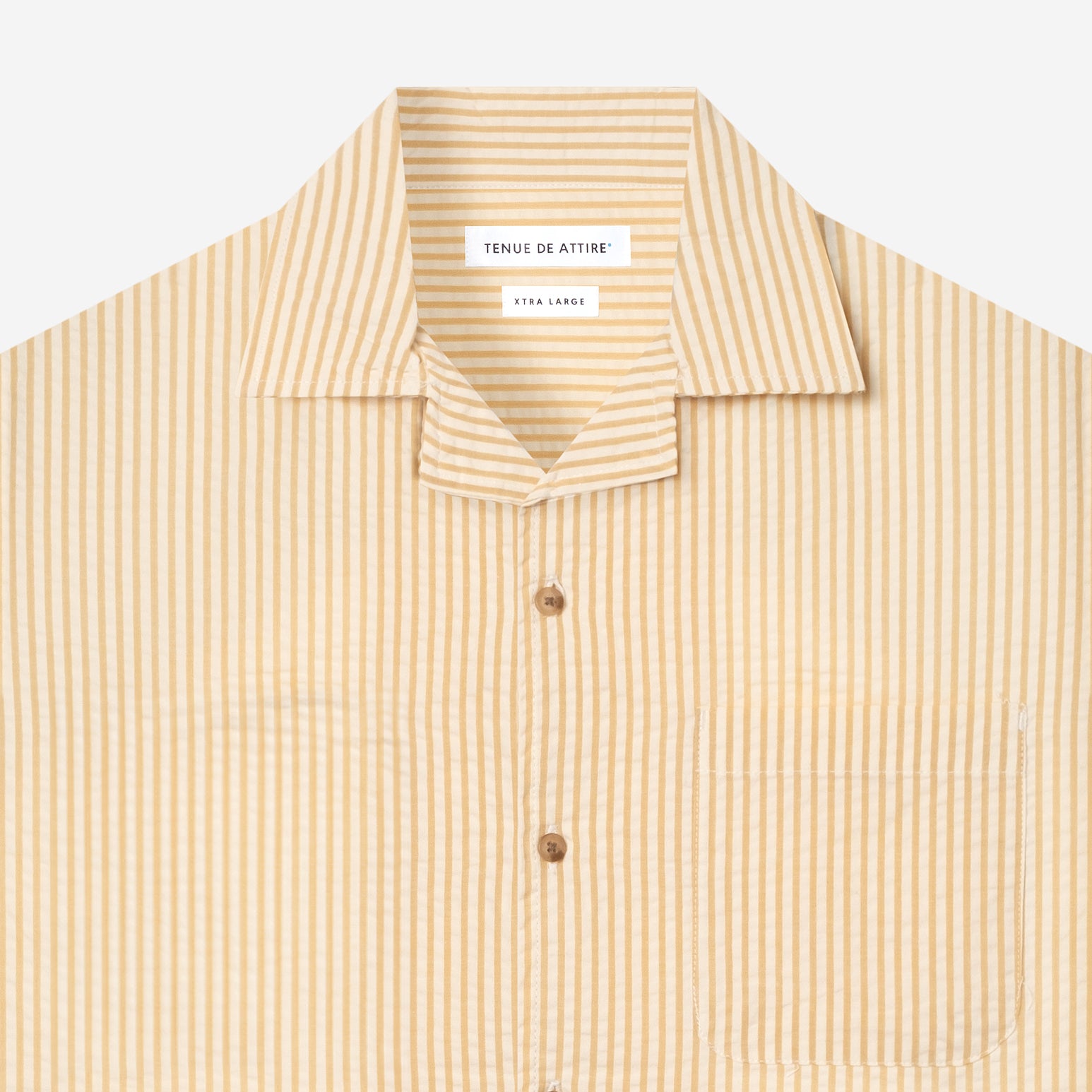 By The Hours Stripes Open Collar Short Sleeve Shirt Seersucker Stripes Yellow