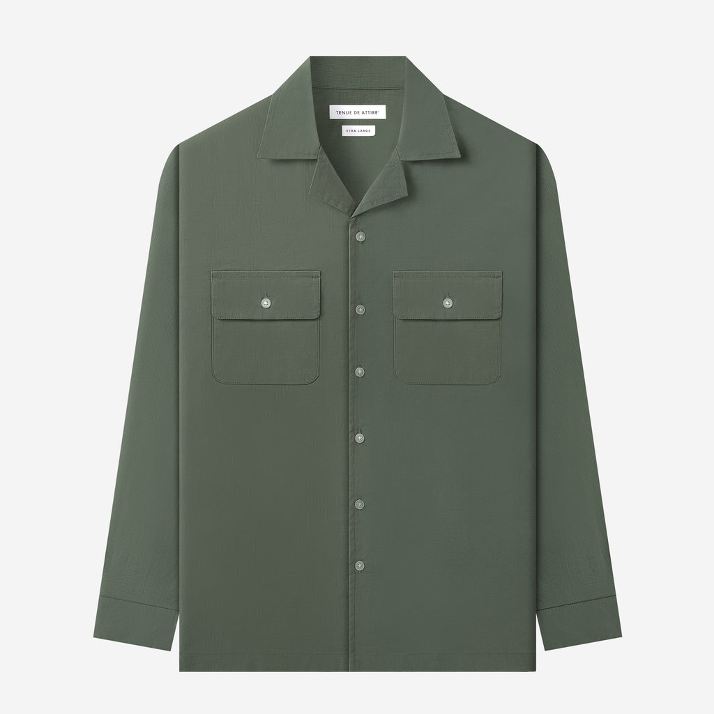 Camp Collar Ripstop Long Sleeve Shirt - Leaf Green