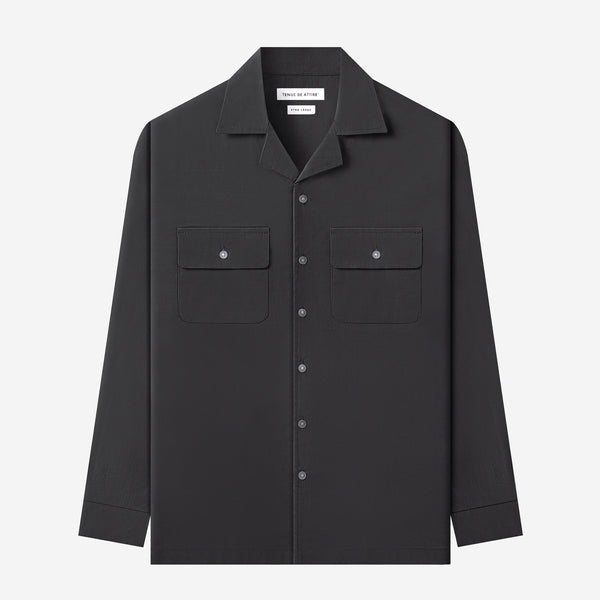 Camp Collar Ripstop Long Sleeve Shirt - Charcoal