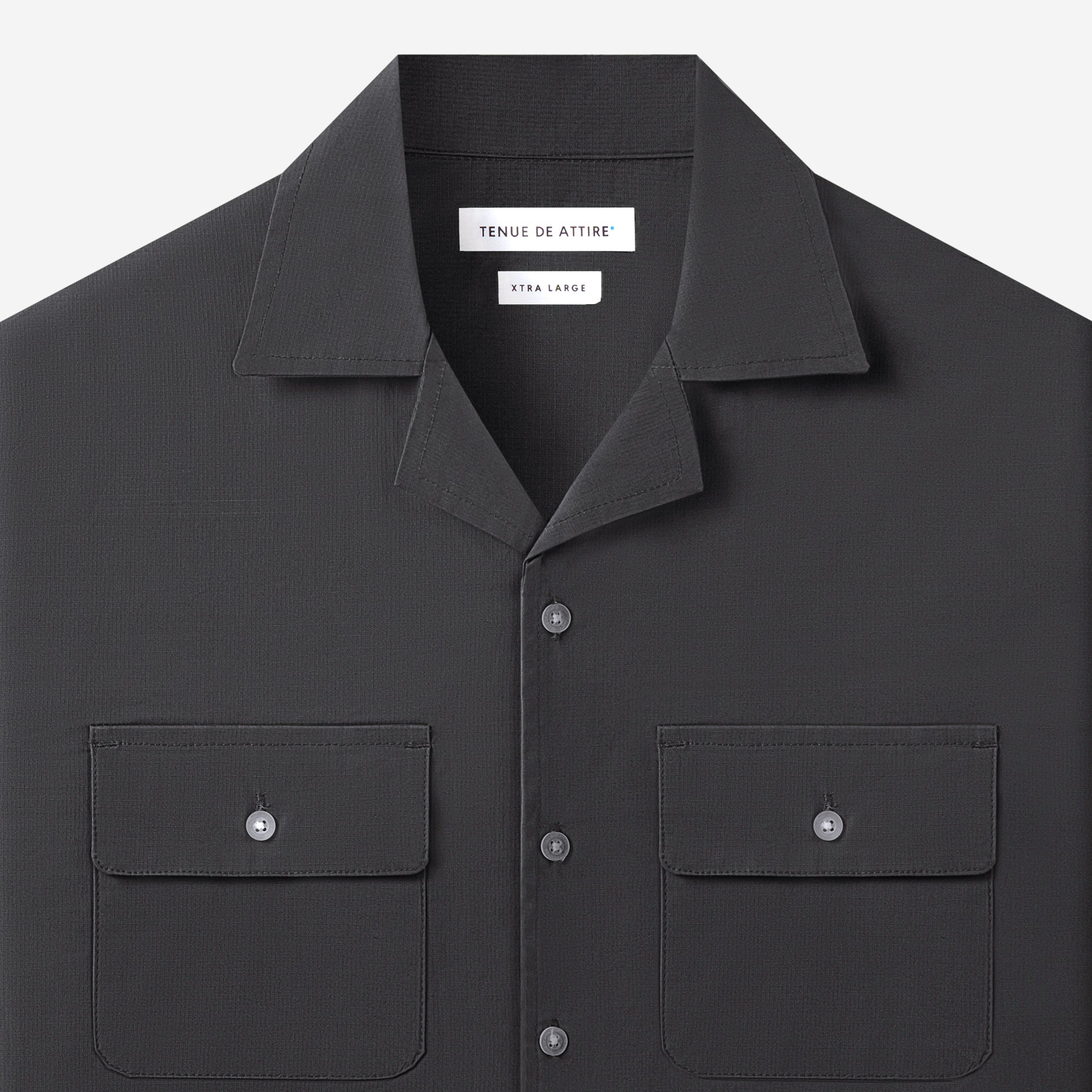 Camp Collar Ripstop Long Sleeve Shirt - Charcoal