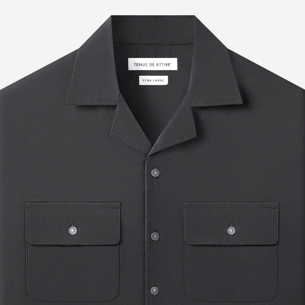 Camp Collar Ripstop Long Sleeve Shirt - Charcoal