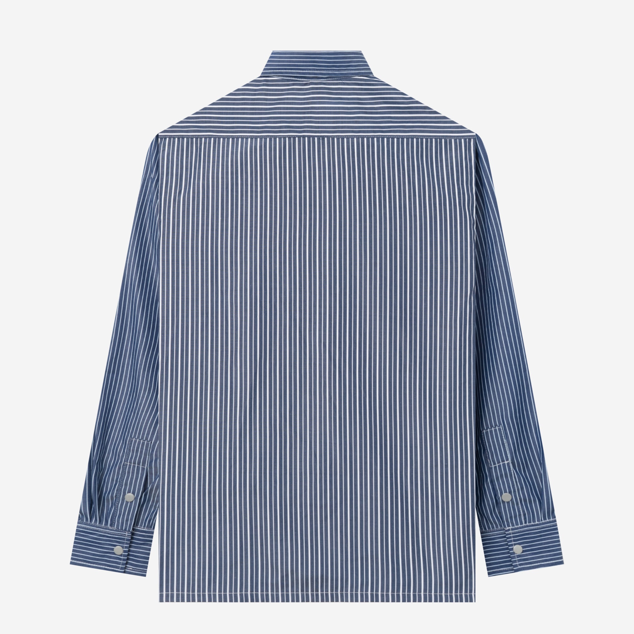 Off-City Long Sleeve Stripe Patch Shirt - Grey Navy