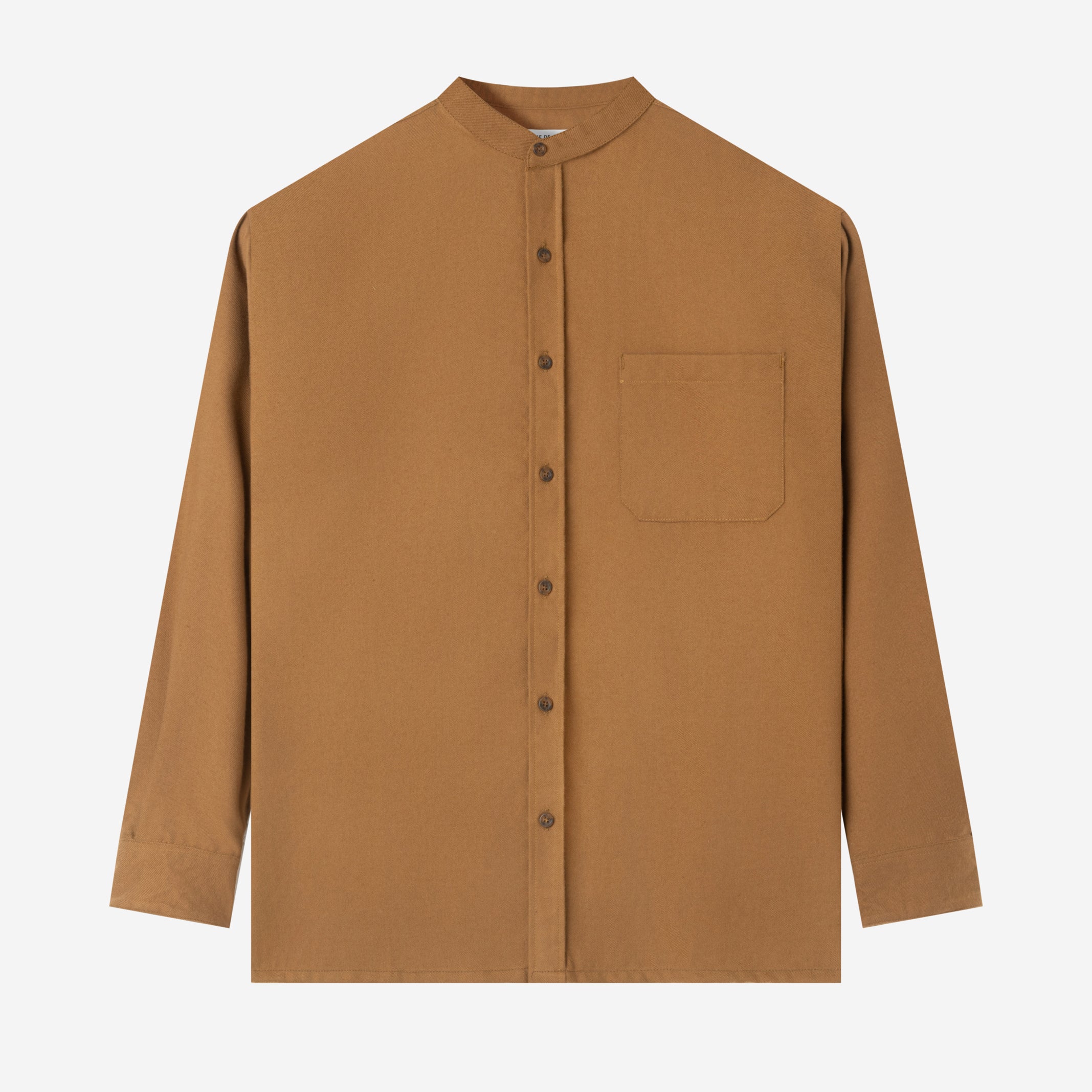 Le Ramdane Band Collar Long Sleeve Shirt - Brown