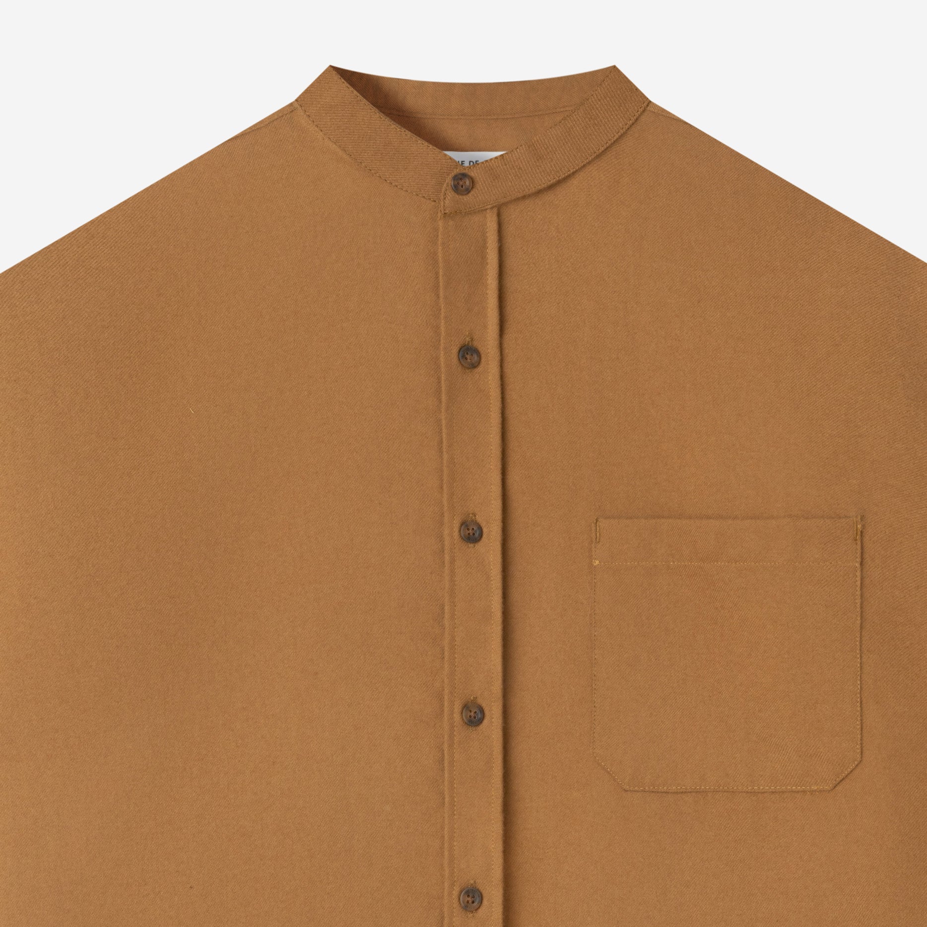 FACTORY SALE - Le Ramdane Band Collar Long Sleeve Shirt - Brown