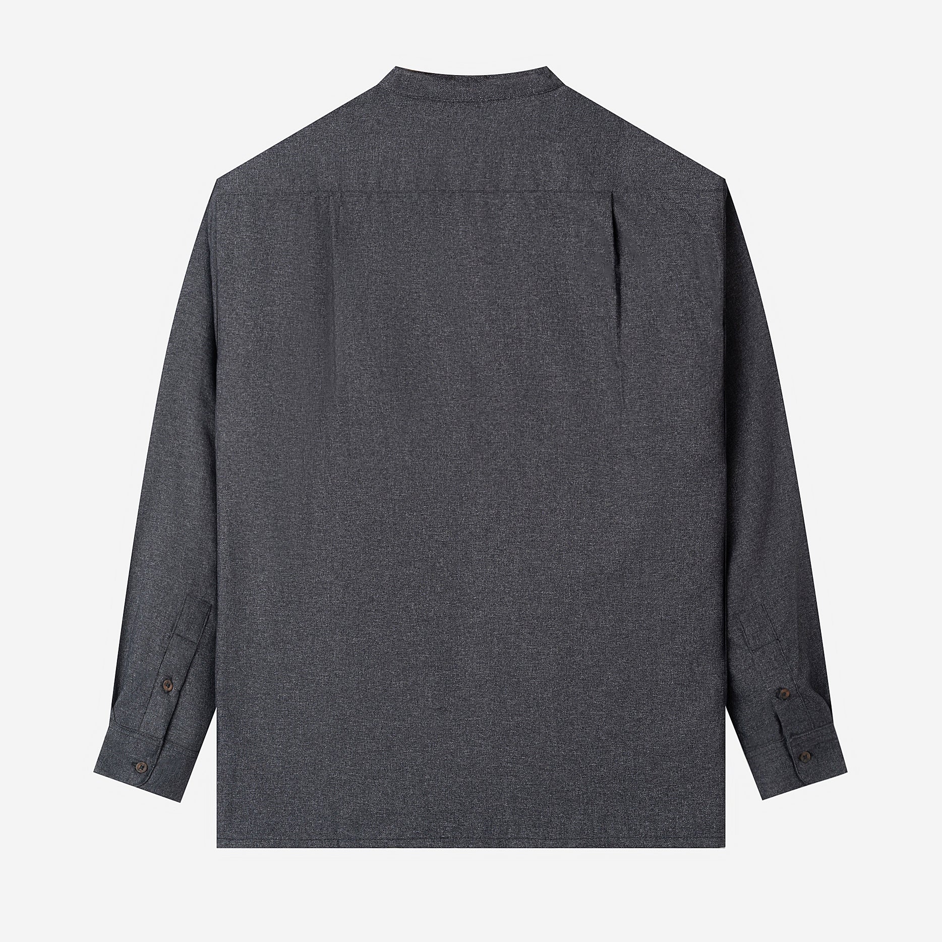FACTORY SALE - Le Ramdane Band Collar Long Sleeve Shirt - Dark Grey