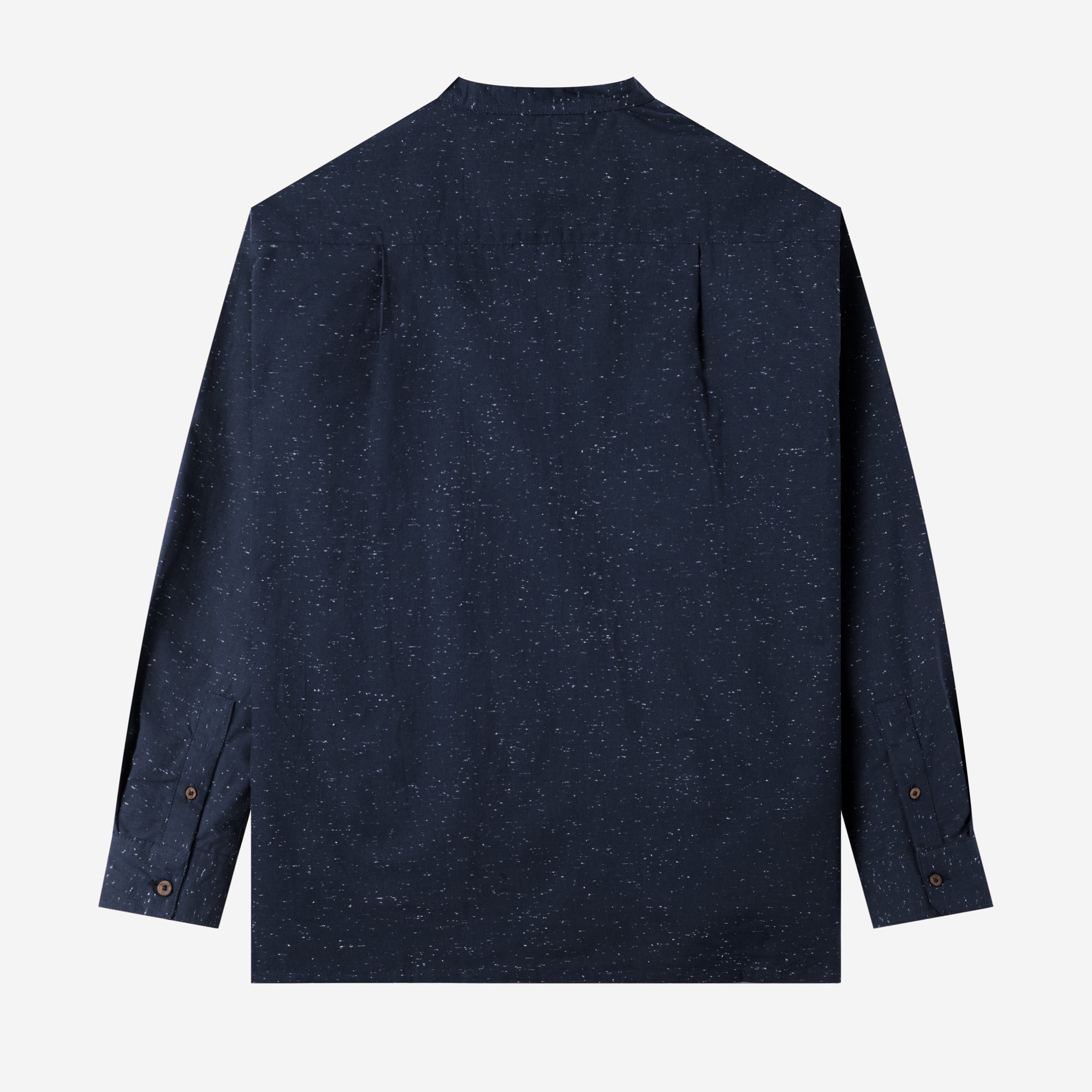 Le Ramdane Band Collar Speckle Long Sleeve Shirt - Navy