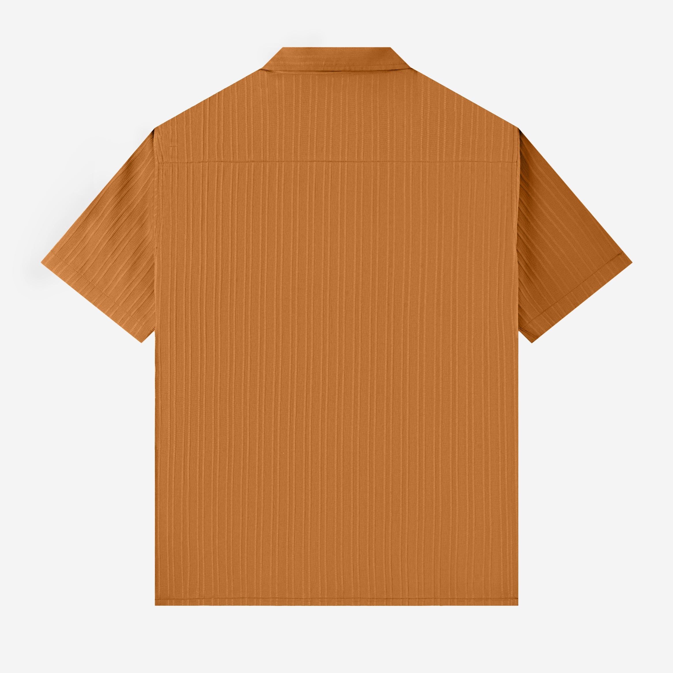 FACTORY SALE - Day to Day Camp Collar Two Pockets Striped Short Sleeve Shirt - Mustard