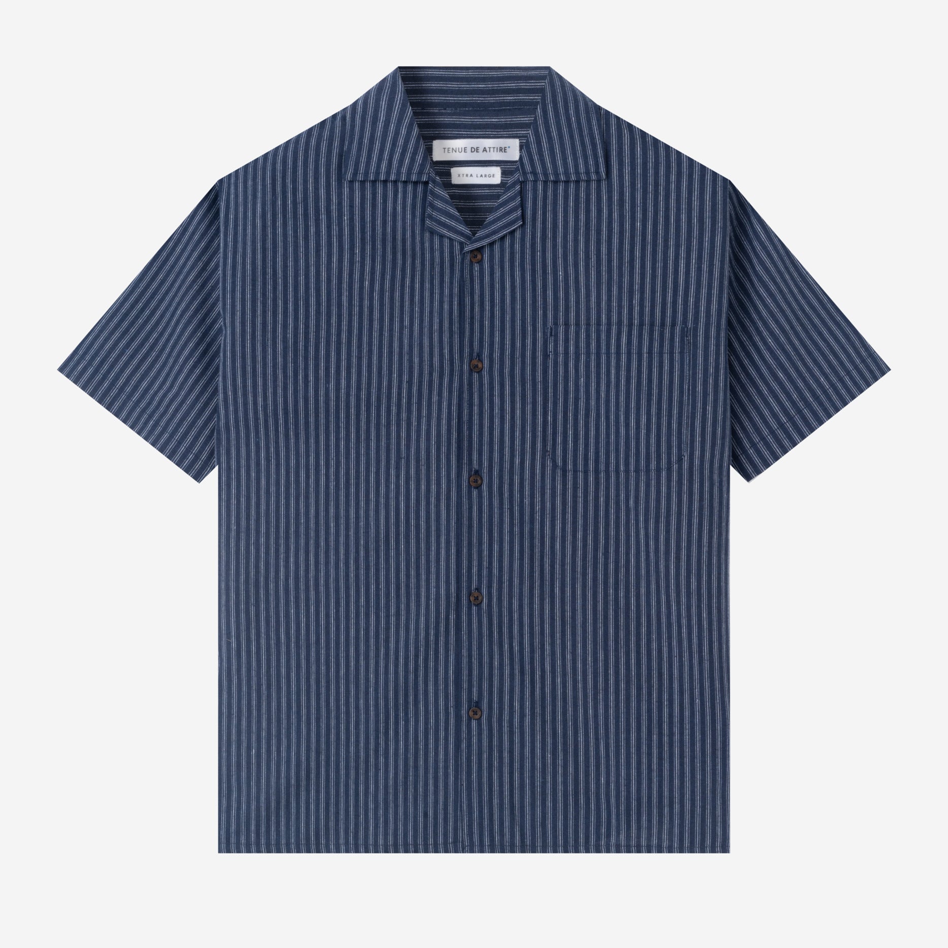 FACTORY SALE - Day to Day Camp Collar Striped Short Sleeve Shirt - Blue White
