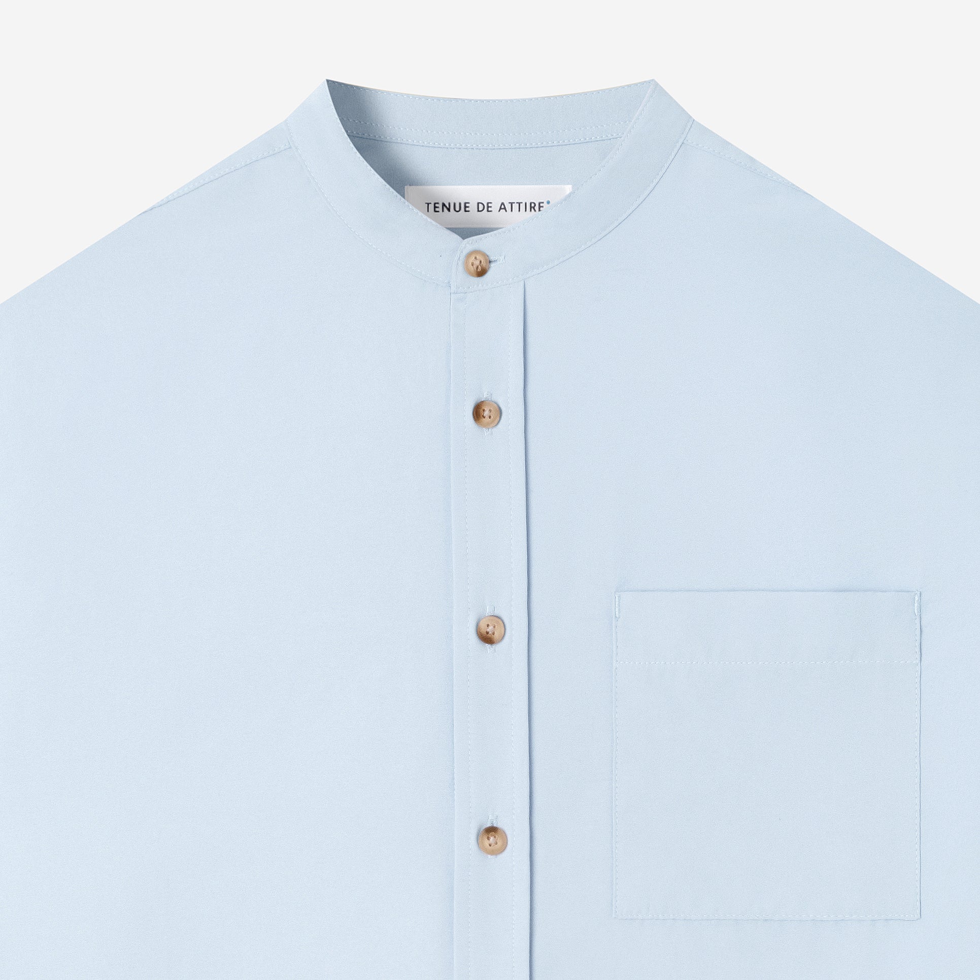 Everyday Band Collar Long Sleeve Shirt - Light Blue