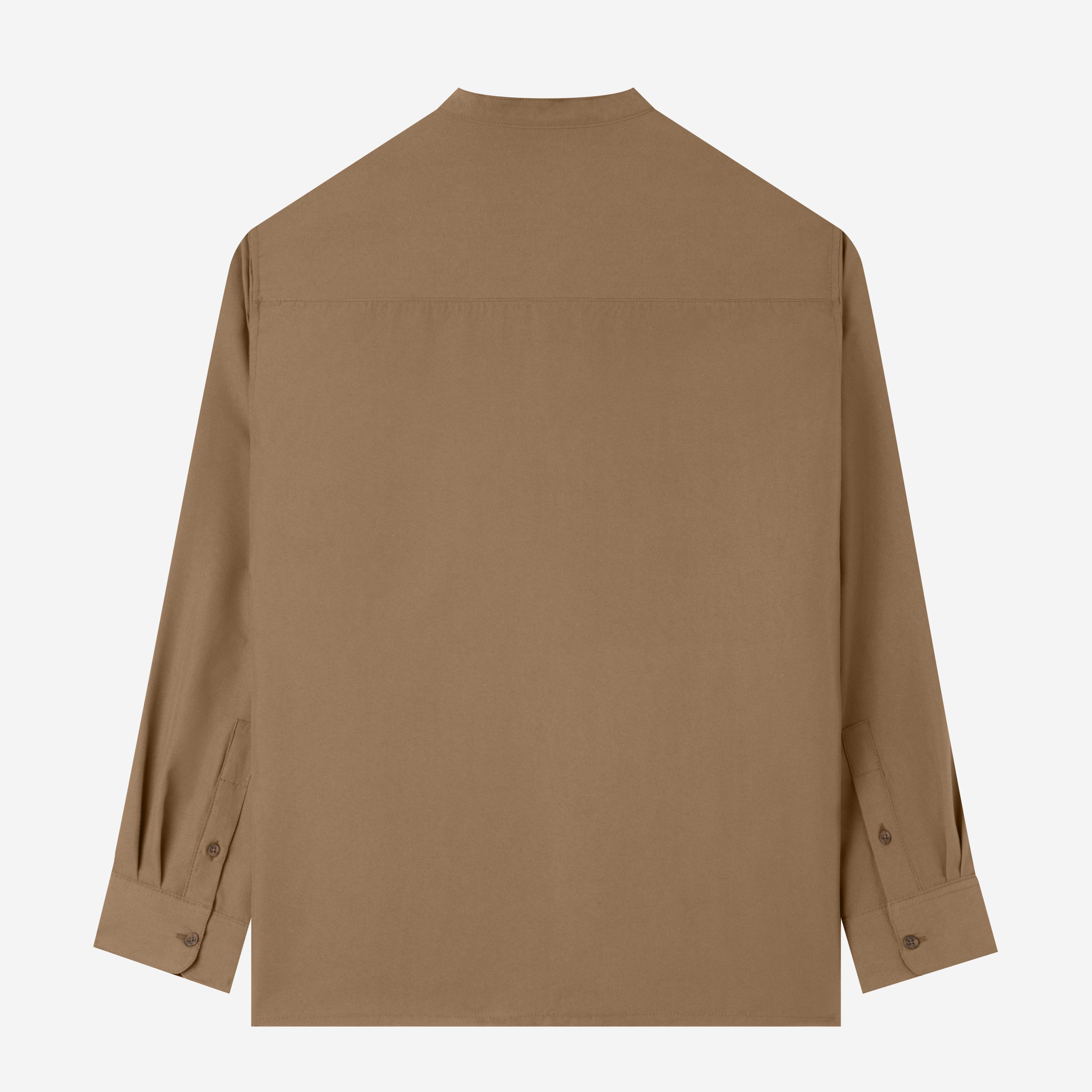 Everyday Band Collar Long Sleeve Shirt - Brown