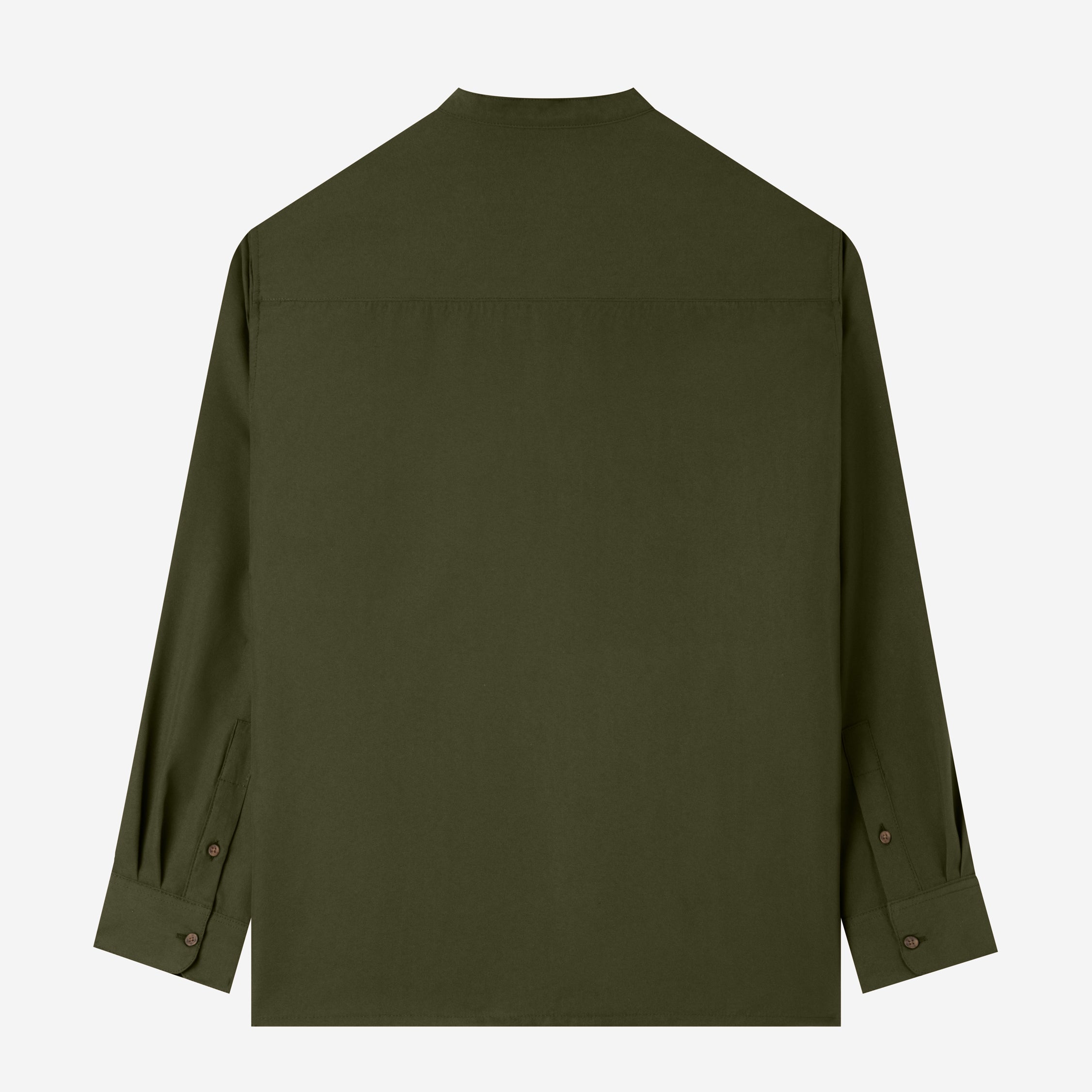 Everyday Band Collar Long Sleeve Shirt - Dark Green