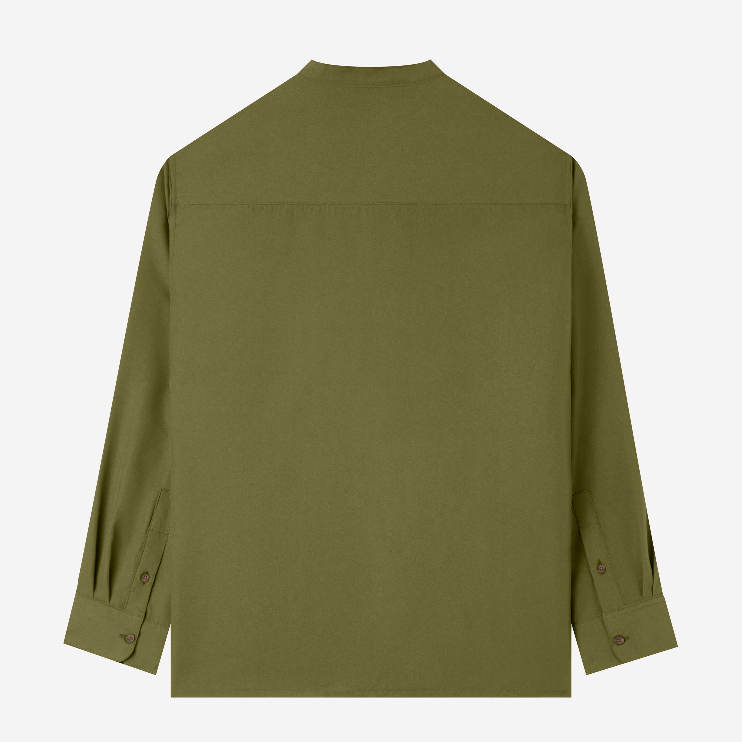 Everyday Band Collar Long Sleeve Shirt - Olive