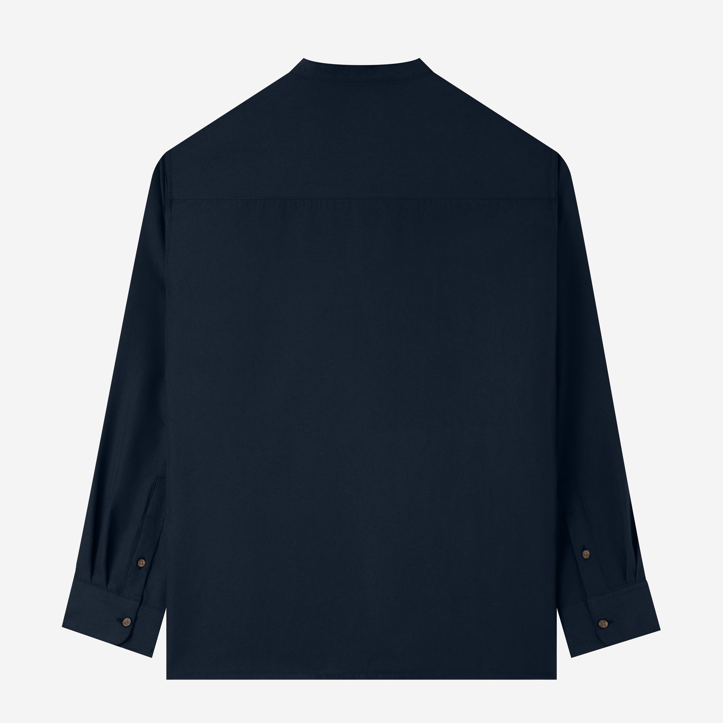 Everyday Band Collar Long Sleeve Shirt - Navy