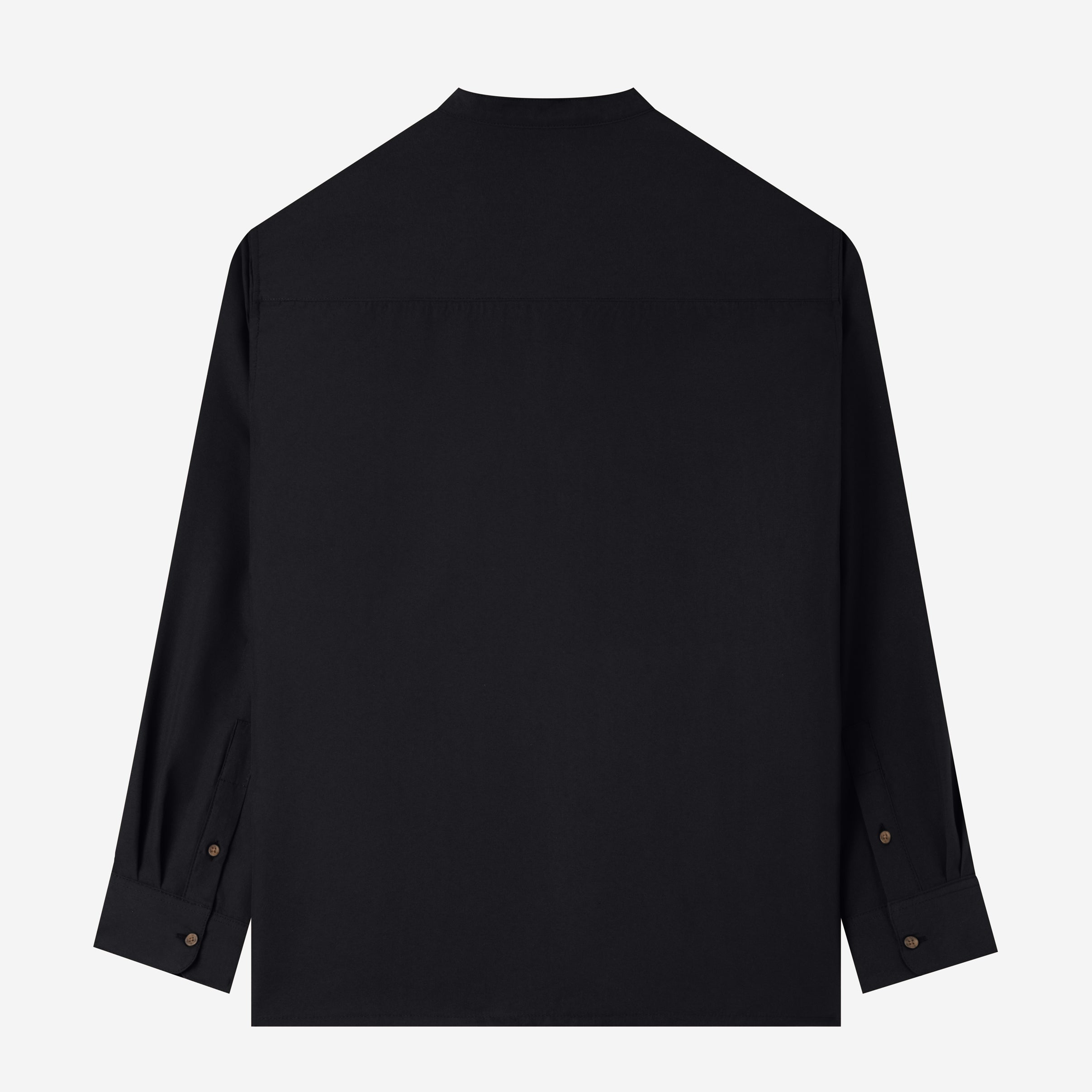 Everyday Band Collar Long Sleeve Shirt - Black