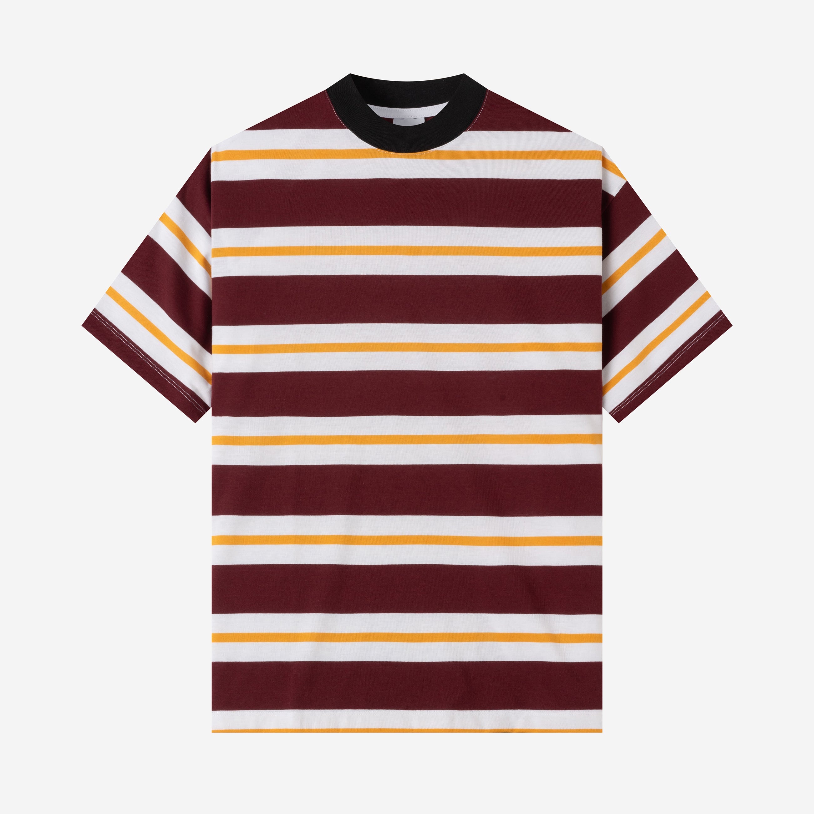 Everyday Stripes Tees - Maroon Yellow