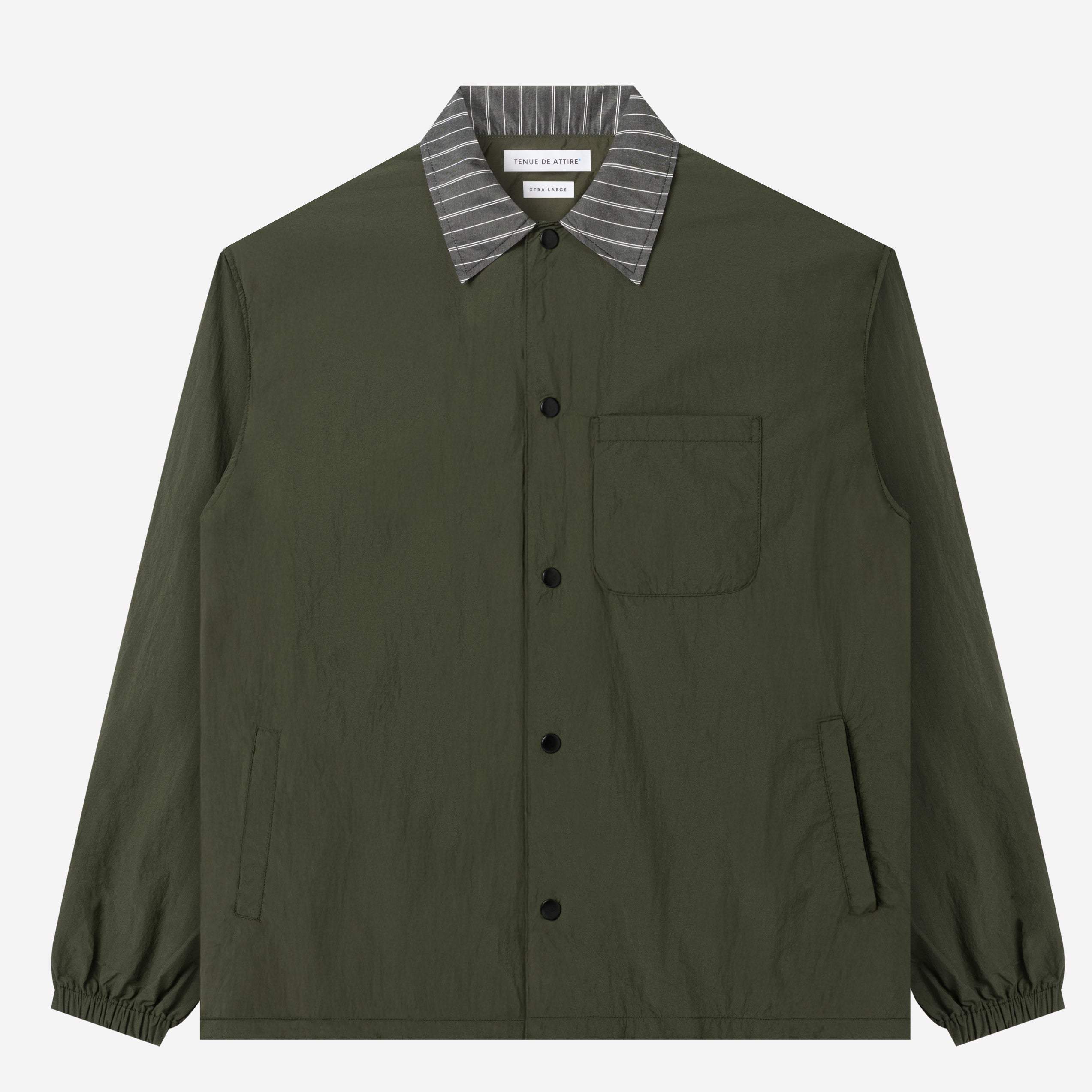 TENUE Coach Jacket Kerah Stripes - Olive - Everyday
