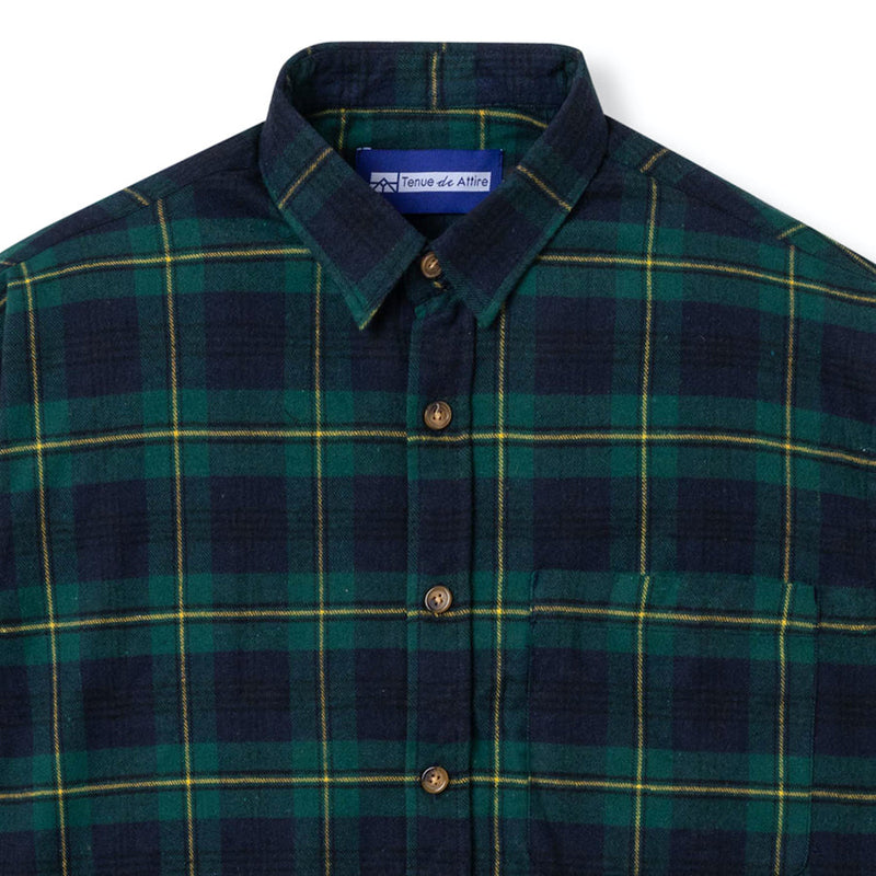 FACTORY SALE - Everyday Flannel Long Sleeve - Green Yellow Line