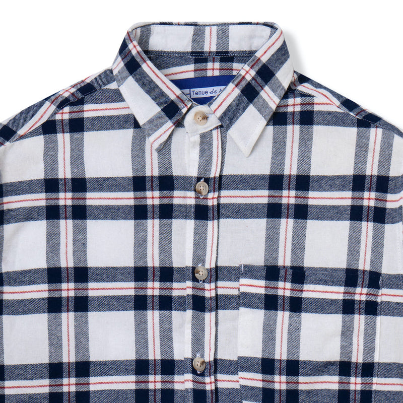 FACTORY SALE - Everyday Flannel Long Sleeve - White Navy