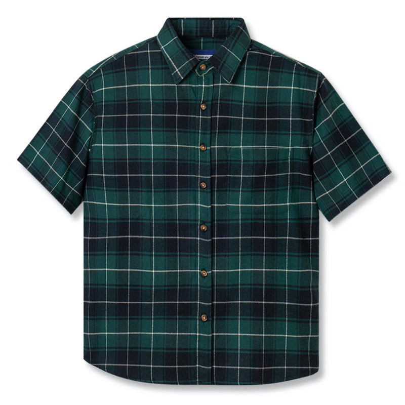 FACTORY SALE - Everyday Flannel Short Sleeve - Green Black