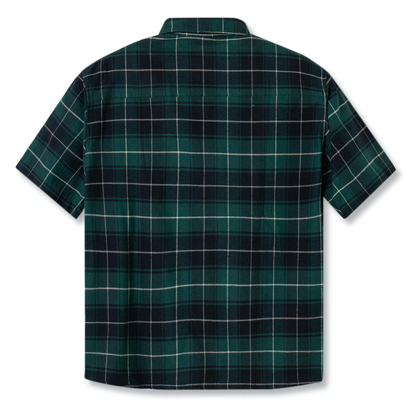 FACTORY SALE - Everyday Flannel Short Sleeve - Green Black