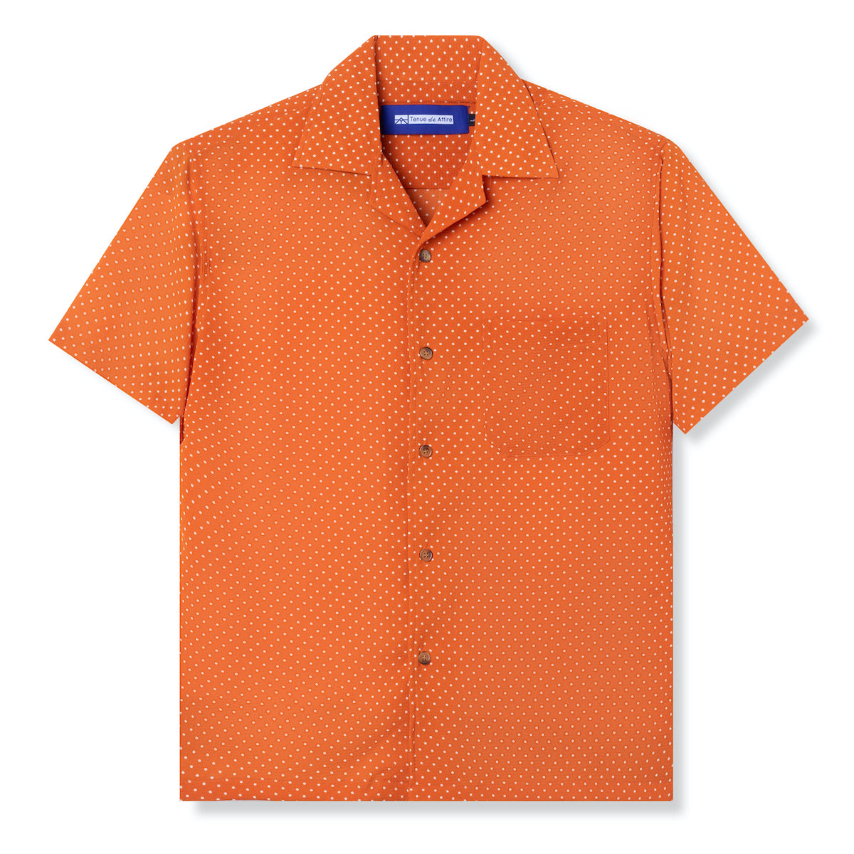 Kemeja Bowling Tenue de Attire - Everyday Crinkle Short Sleeve - Orange Dot