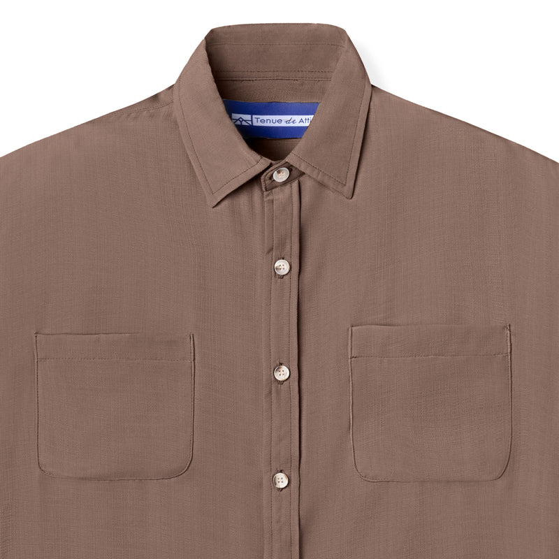 Parisian Linen Short Sleeve Shirt - Brown