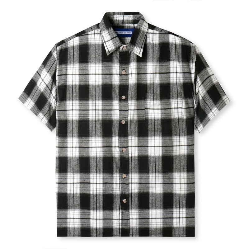 Day to Day Flannel Short Sleeve Shirt - Black White
