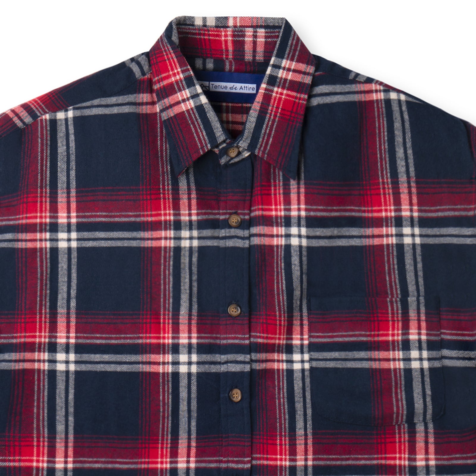 Day to Day Flannel Short Sleeve Shirt - Red Navy