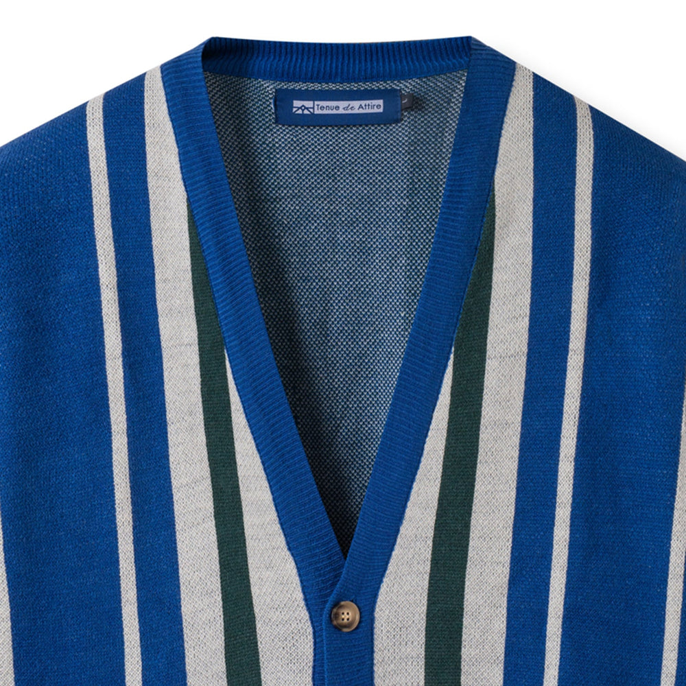 Evening In Striped Knit Cardigan (Navy/White Stripe)