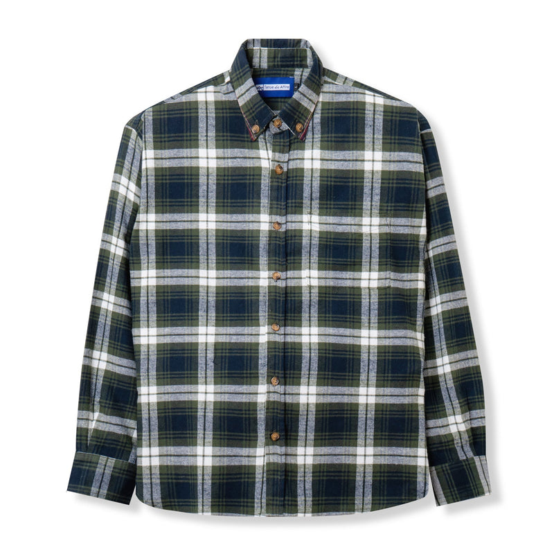 FACTORY SALE - Flannel Long Sleeve Shirt - Black Green